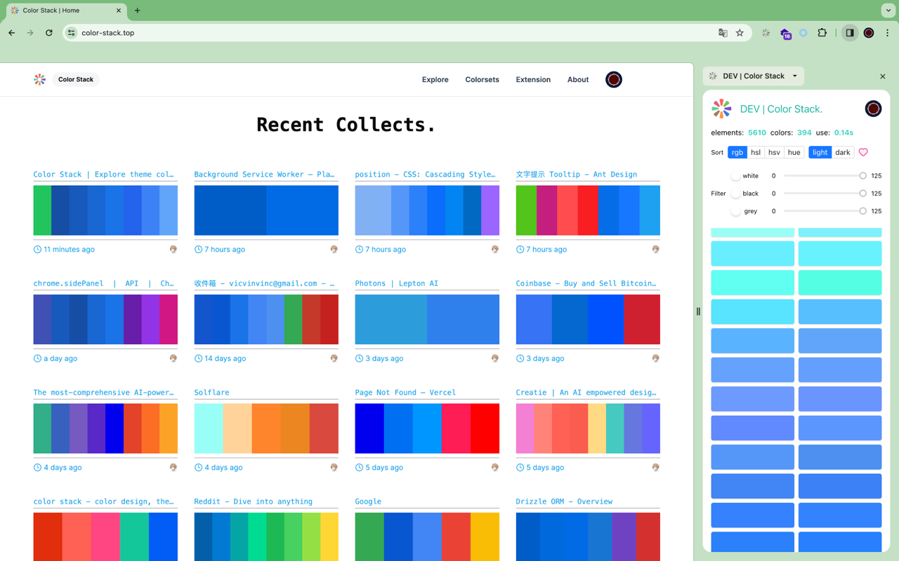 Color Stack Chrome Extension Interface